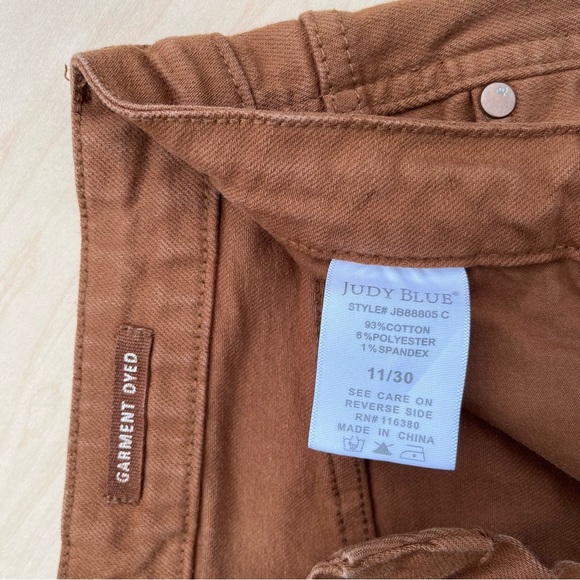 JUDY BLUE High Rise Control Top Wide Leg Crop Jeans Camel Brown Size 11/30 - Picture 10 of 15